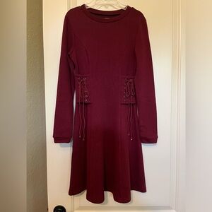 Anthropologie Eri+Ali burgundy corset sweater dress